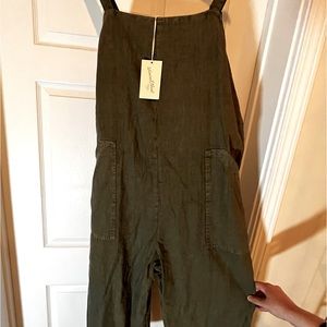 Green boho overalls